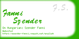 fanni szender business card